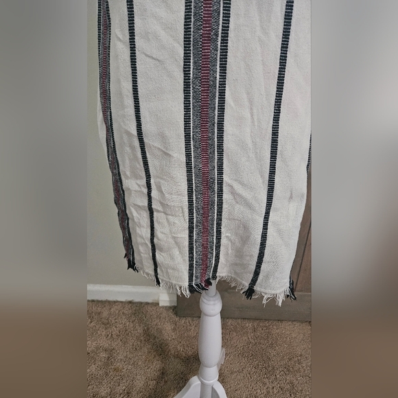 RD STYLE Textured Cotton Striped Sheath Mini Dress In White/navy/red. Size Small - Picture 9 of 15